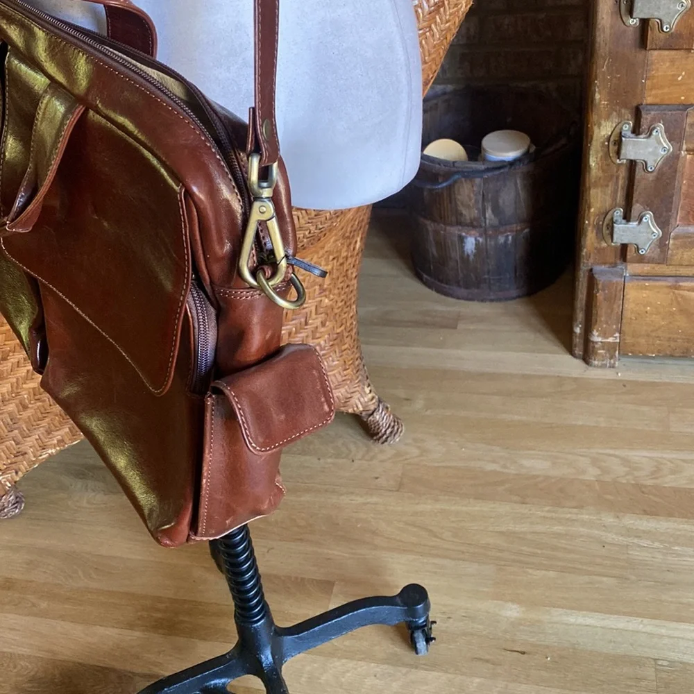 MAXWELL SCOTT LUXURY HANDCRAFTED IN ITALY CHESTNUT TAN MESSENGER BAG SHOULDER
